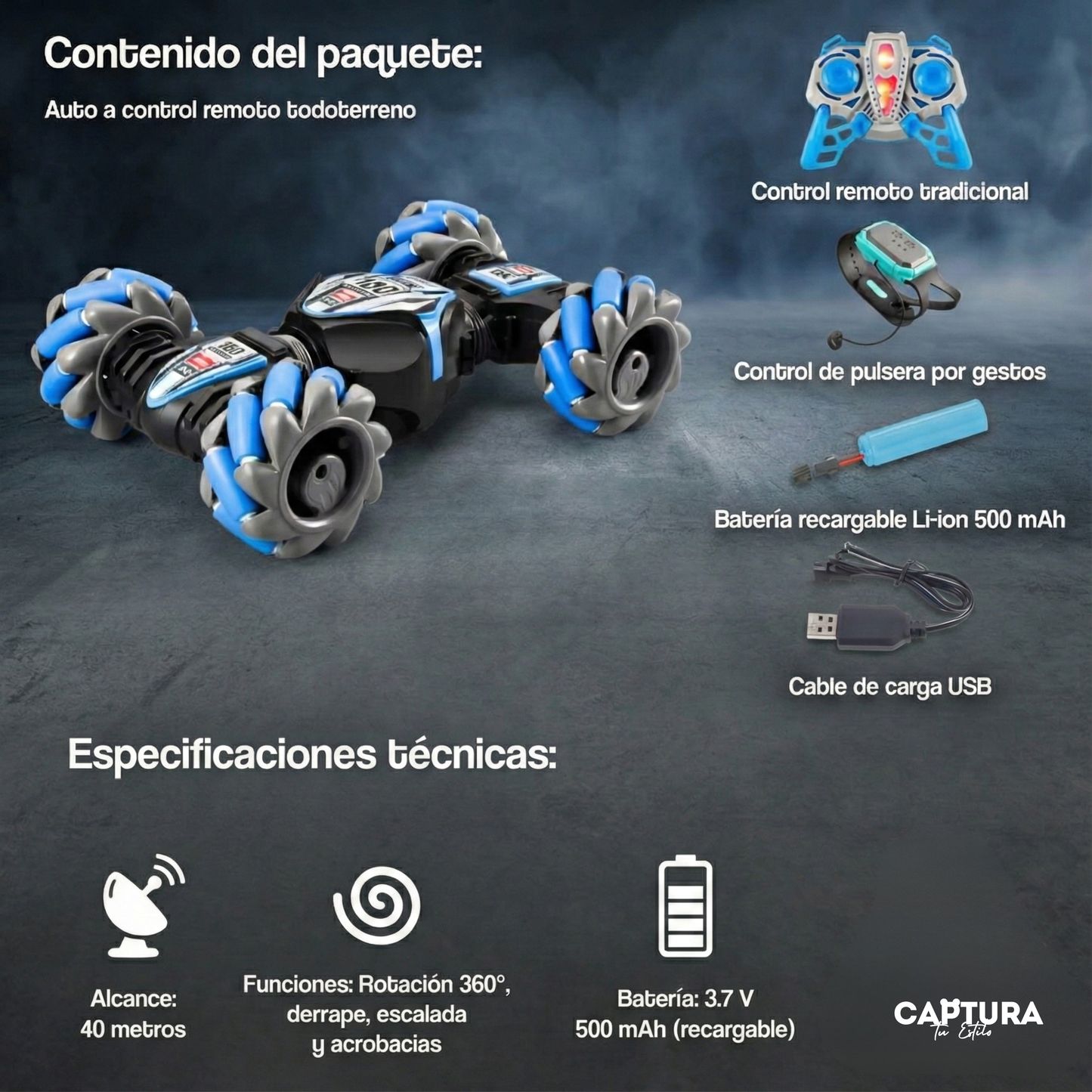 Auto 4x4 con sensor de mano - Twister Drift 360™: Edición Gestual RGB